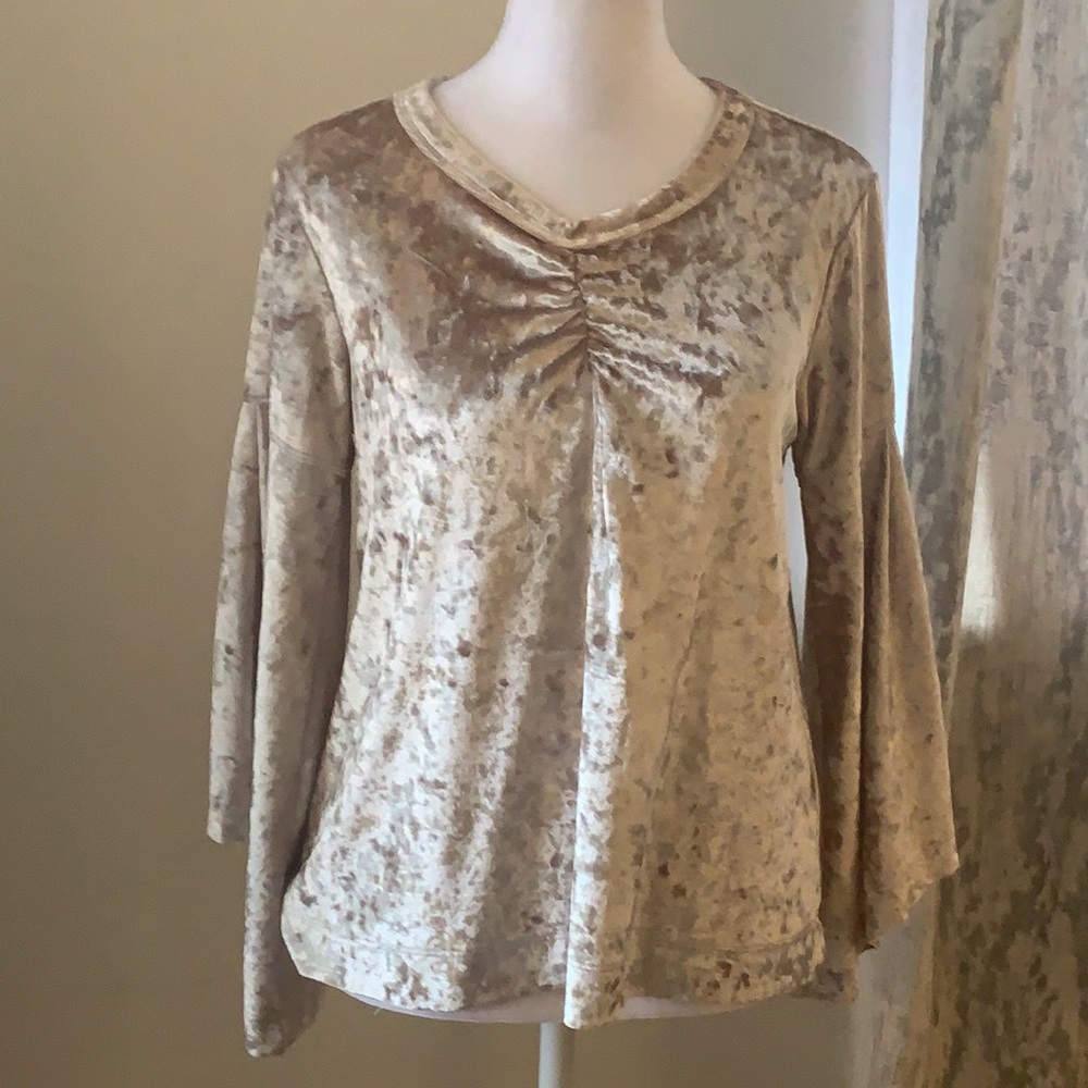 W by Wilt champagne crushed velvet top
